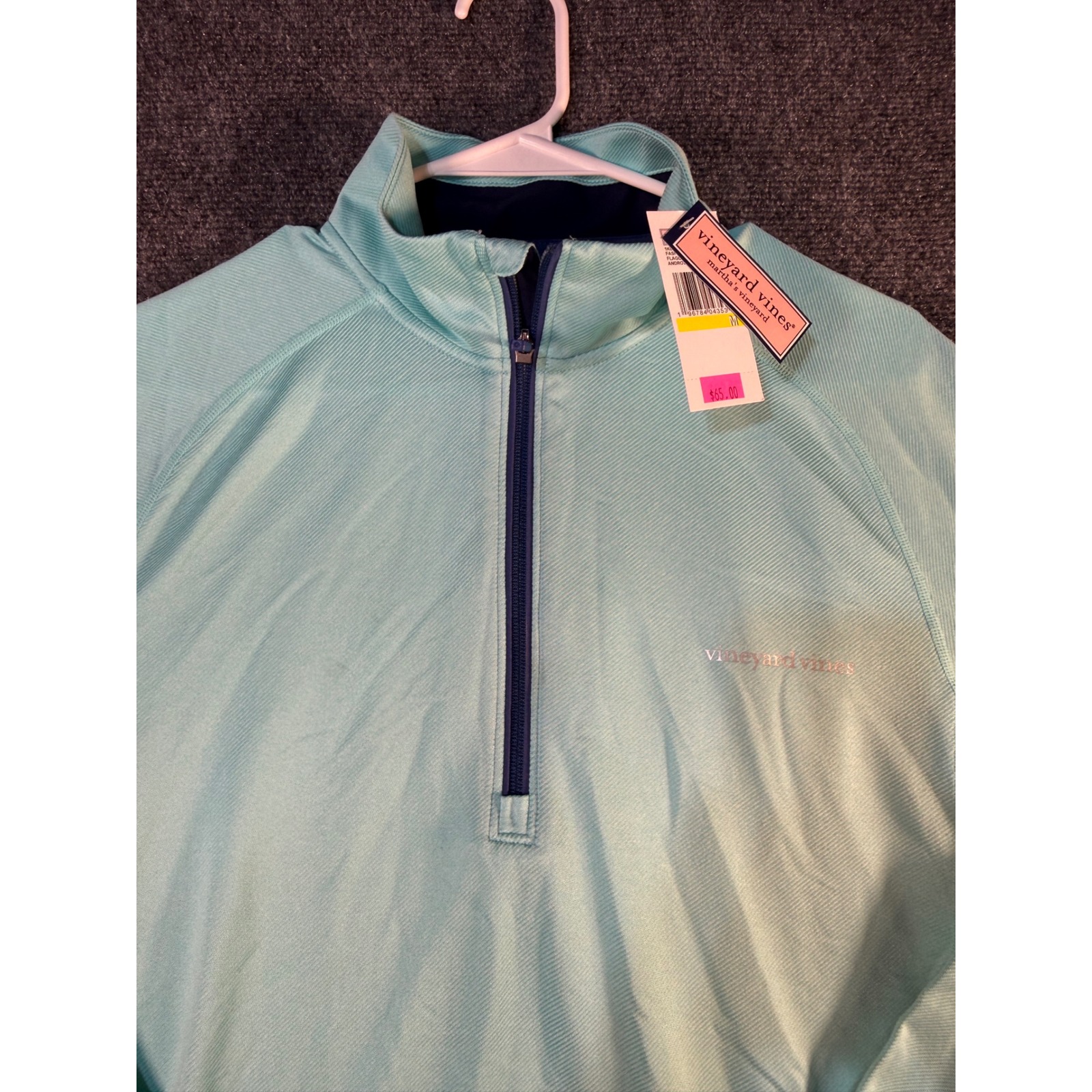 Vineyard Vines Mens Performance Quarter Zip Pullover Light Blue Size M New
